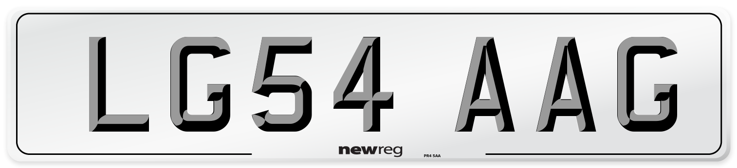 LG54 AAG Number Plate from New Reg